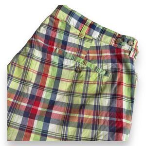 Vintage Men's‎ Polo Red Blue & Green Plaid Shorts 100% Cotton waist size 36